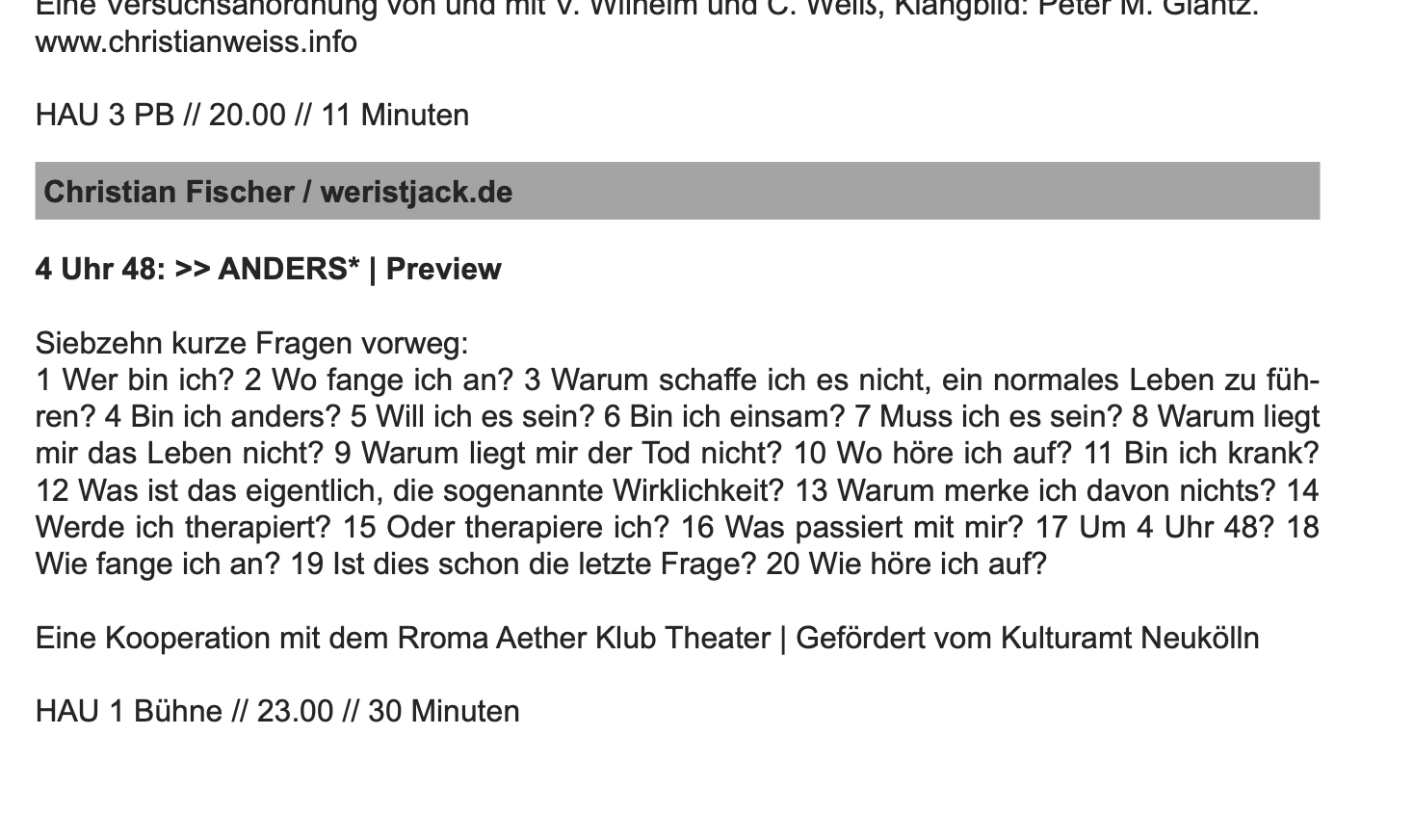 Historischer Programmausschnitt zur Preview von 4 Uhr 48 decoding=